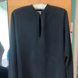 Everlane black silk blouse